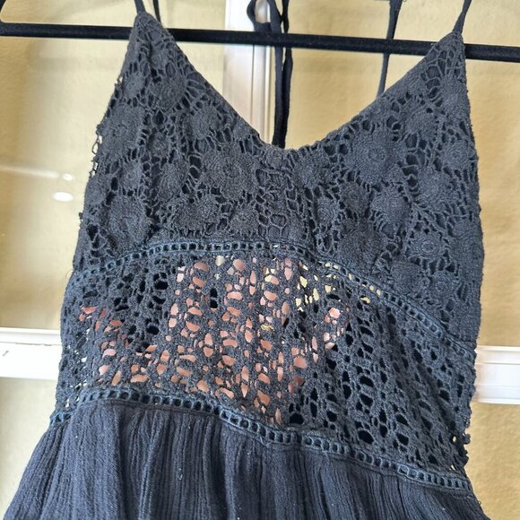 ABERCROMBIE & FITCH Sheer Lace Strappy Black Romper Size Small - Picture 2 of 11